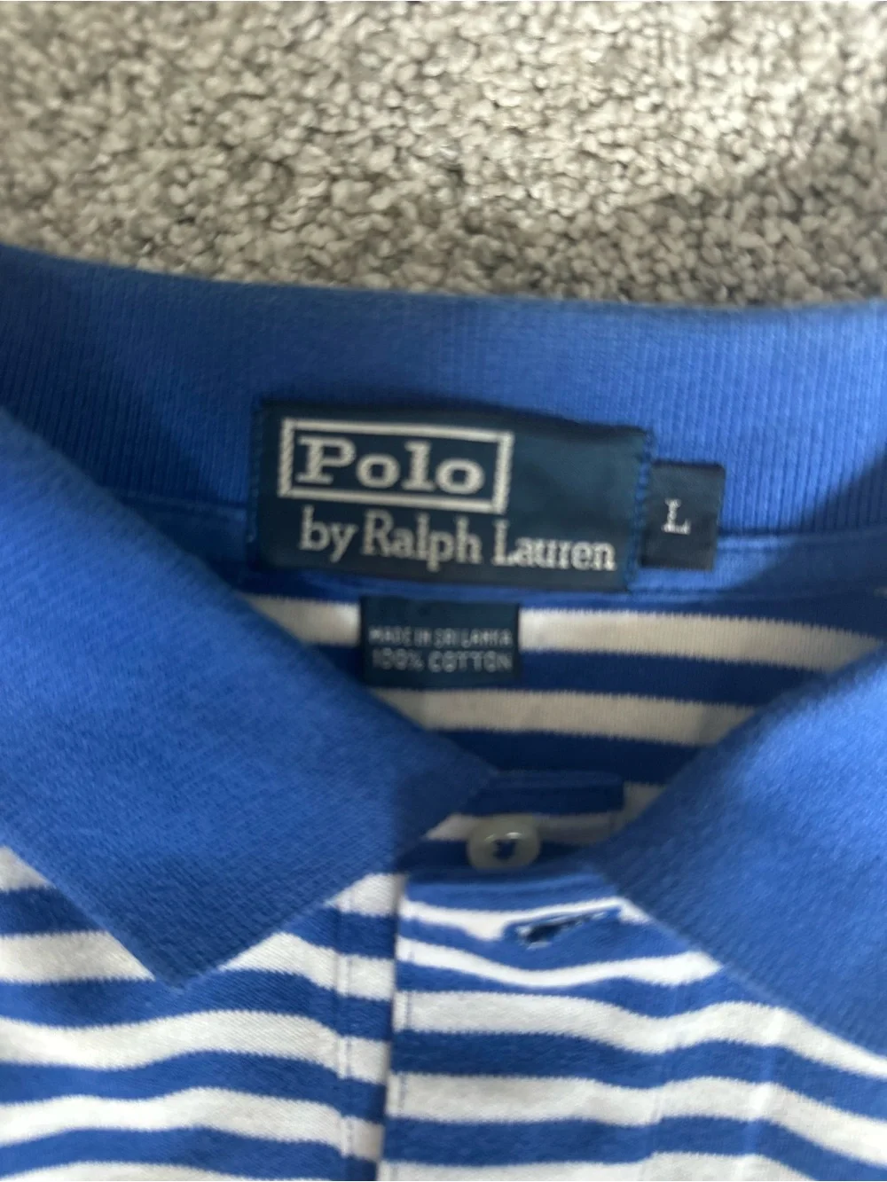 Polo by Ralph Lauren Royal Blue & White Striped Polo Shirt with Green Pony